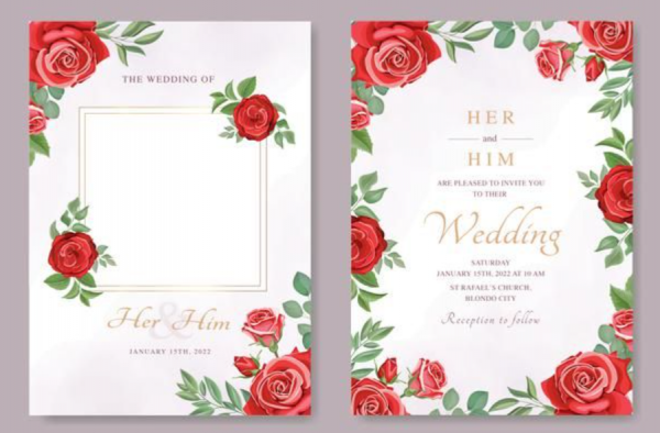 Undangan Penikahan Sederhana dengan Bunga Mawar